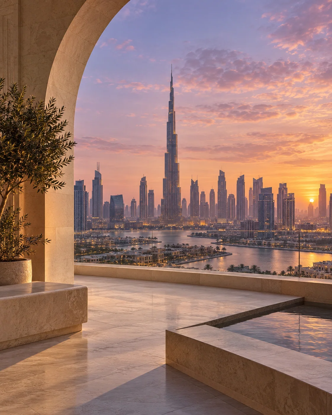 Illustrative Dubai-inspired city scene